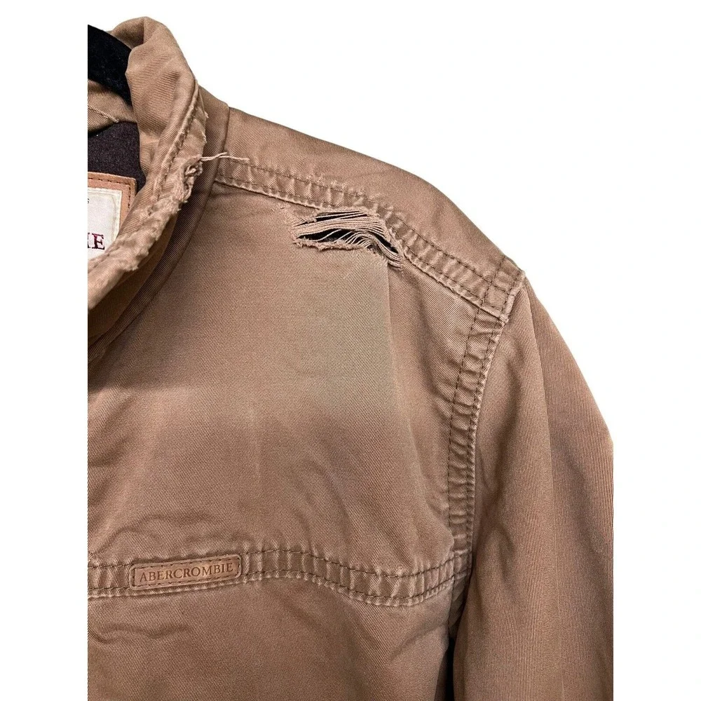 VINTAGE ABERCROMBIE & FITCH DISTRESSED MILITARY JACKET BROWN MEN'S SIZE LARGE‎